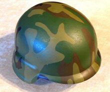 Another early prototype shell showing one variation of painted on camo colors...Kevlar construction.JPG